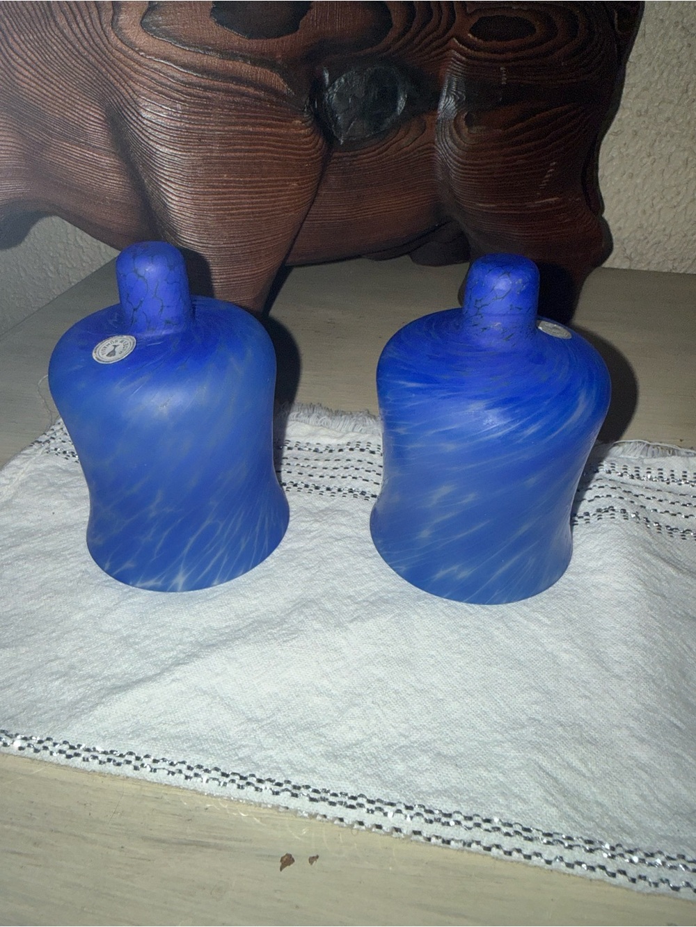 Blue Swirled Glass Accent Votive Vintage - Home Accents